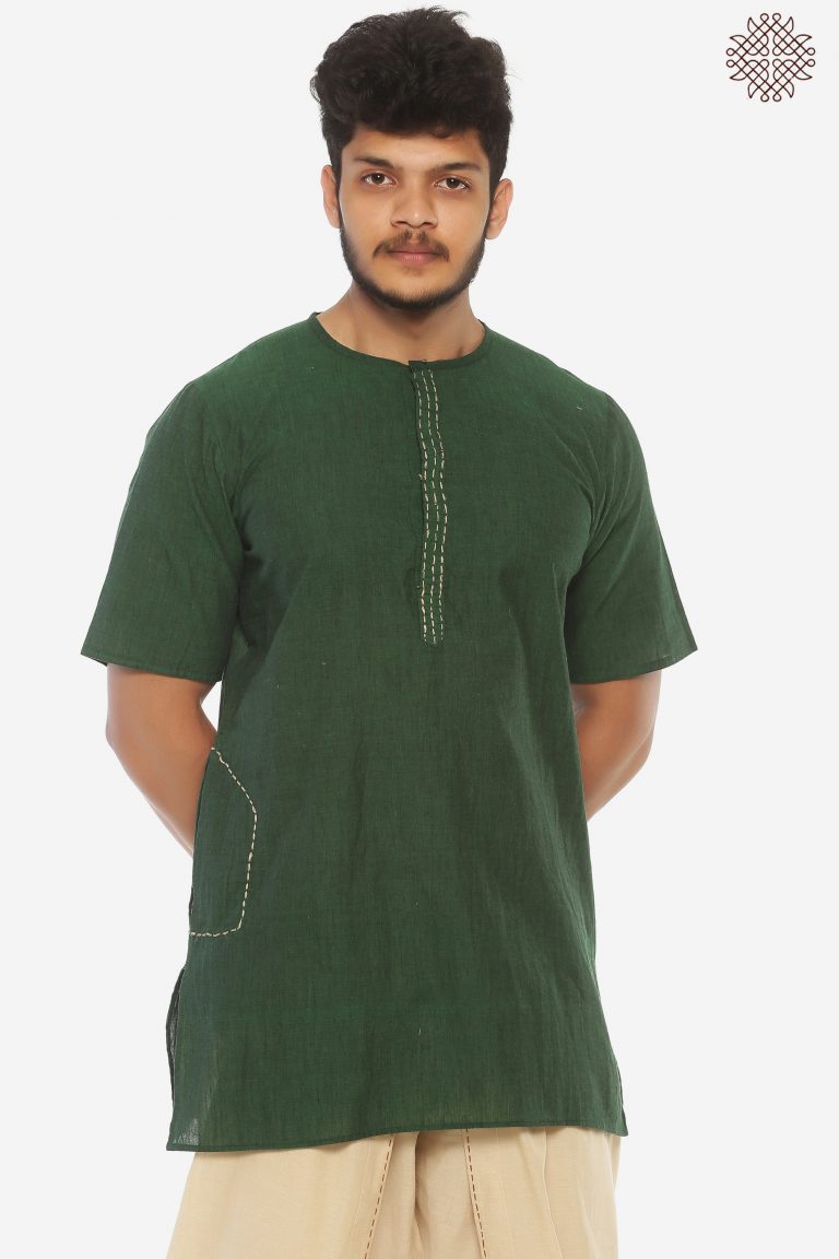 Kurta for Men — Open-neck, Haritah 100% Cotton | AdiValka