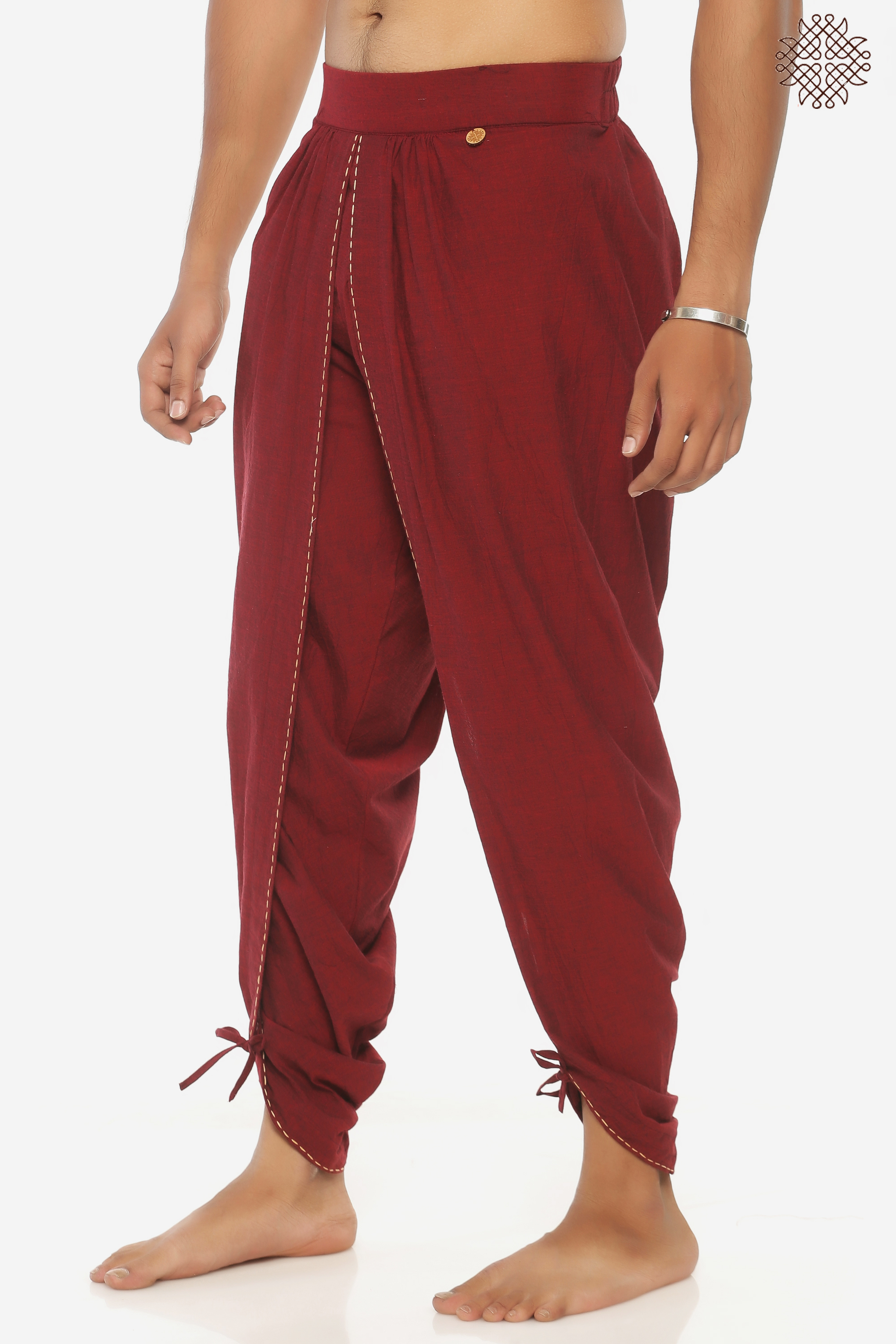 Fashionable Dhoti Pants — 100% Cotton, Basket Weave Border | AdiValka