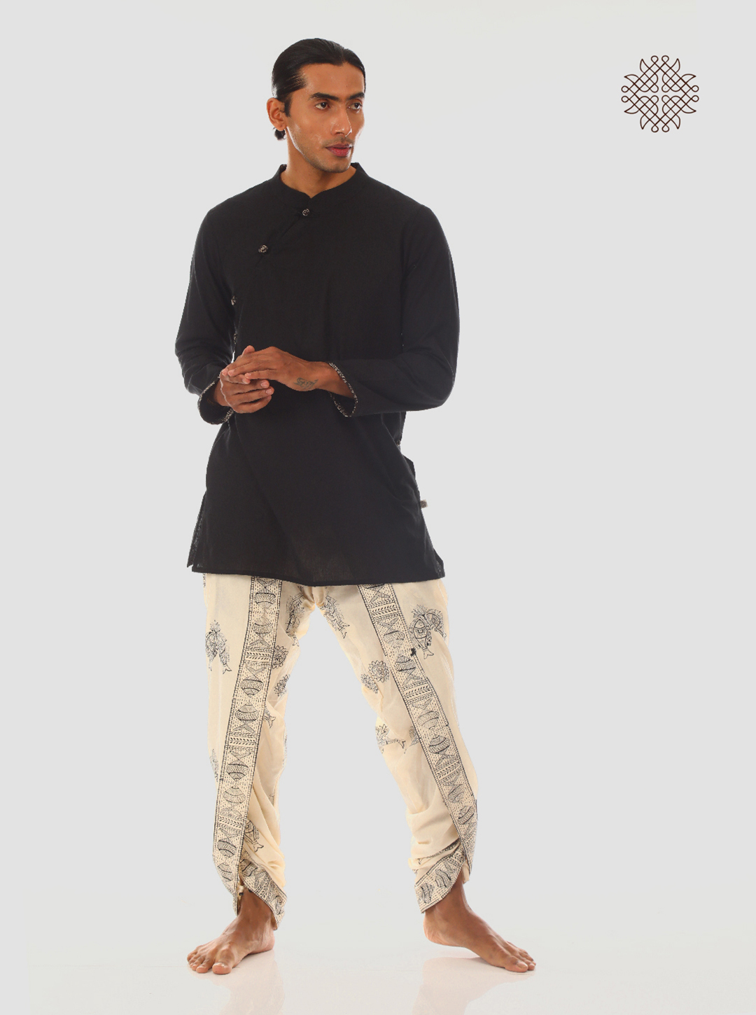 Bandana - Black Full Sleeve Kurta crafted in 100% cotton - Image 6