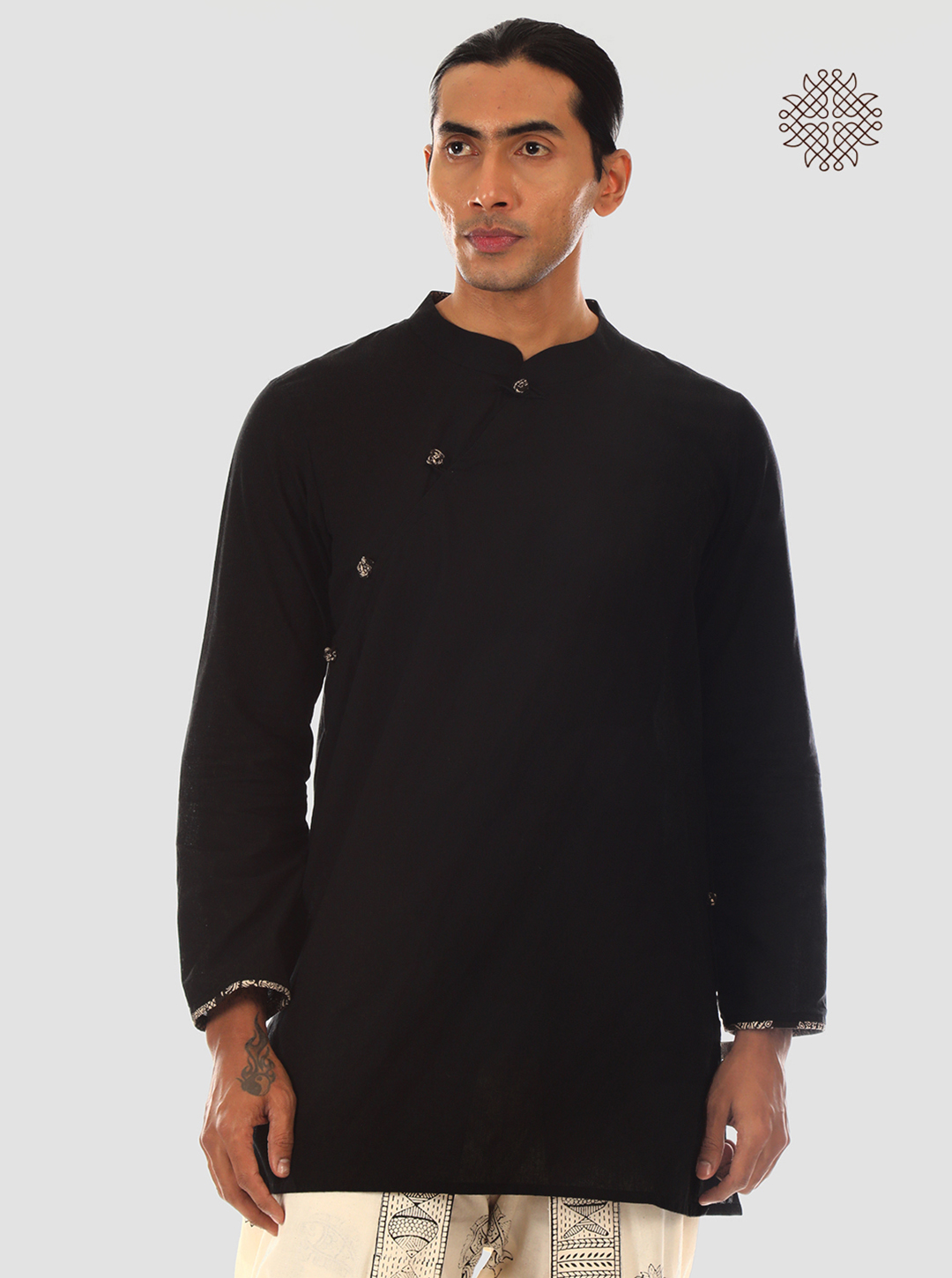 Bandana - Black Full Sleeve Kurta crafted in 100% cotton
