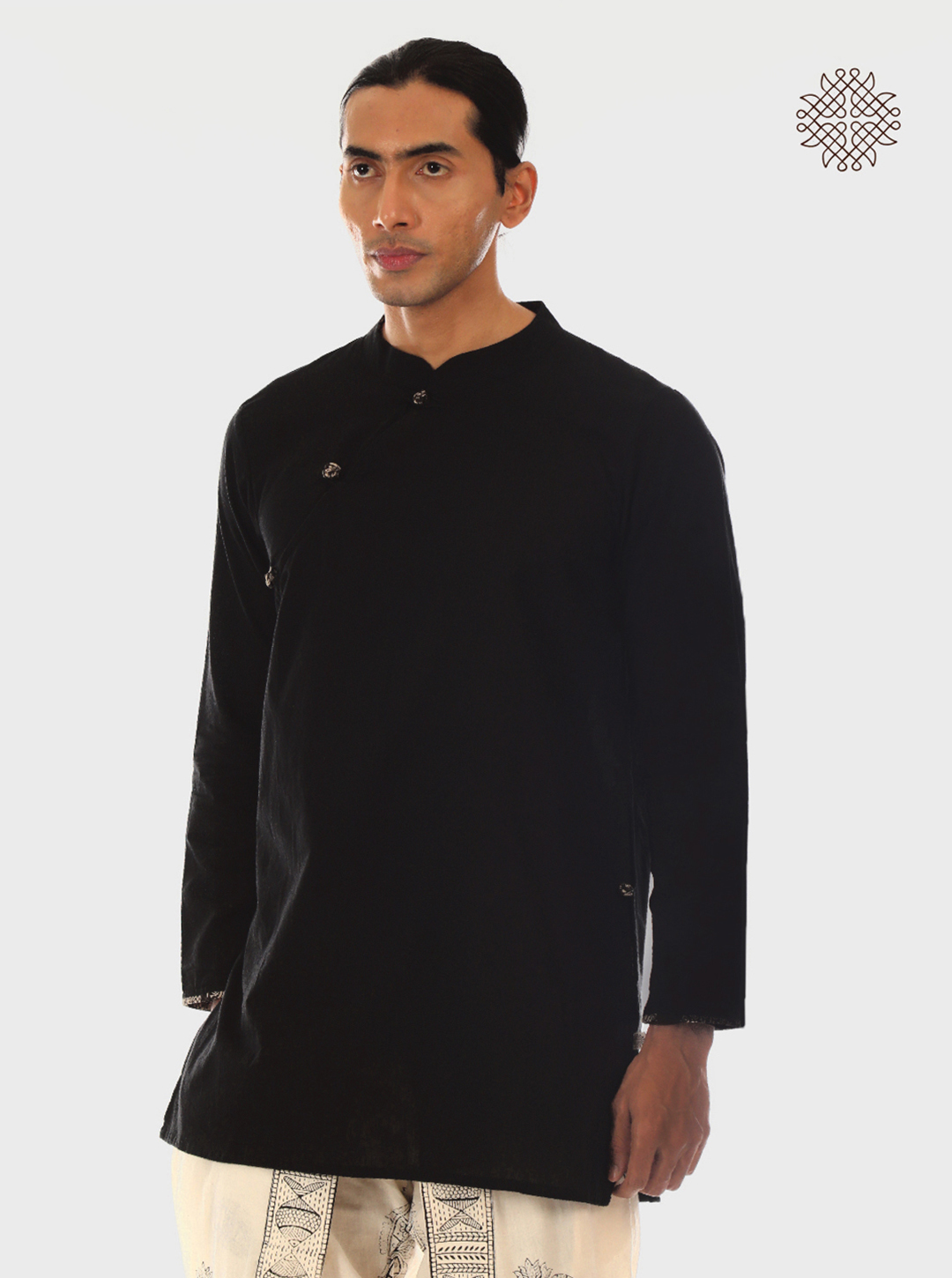 Bandana - Black Full Sleeve Kurta crafted in 100% cotton - Image 5