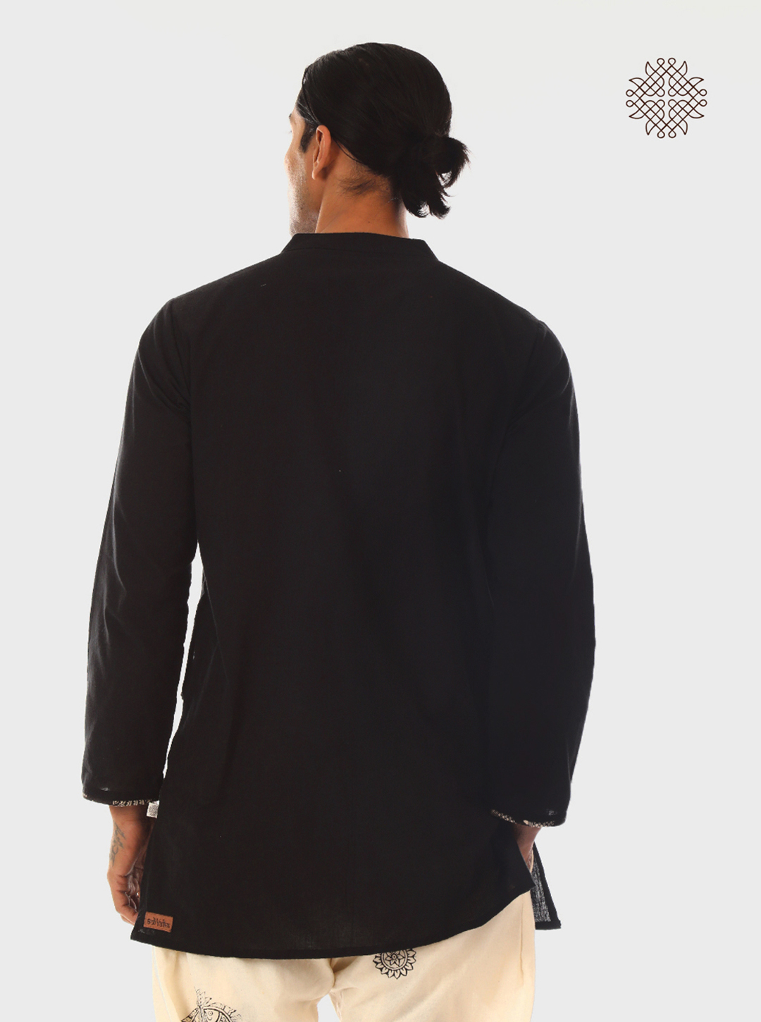 Bandana - Black Full Sleeve Kurta crafted in 100% cotton - Image 4