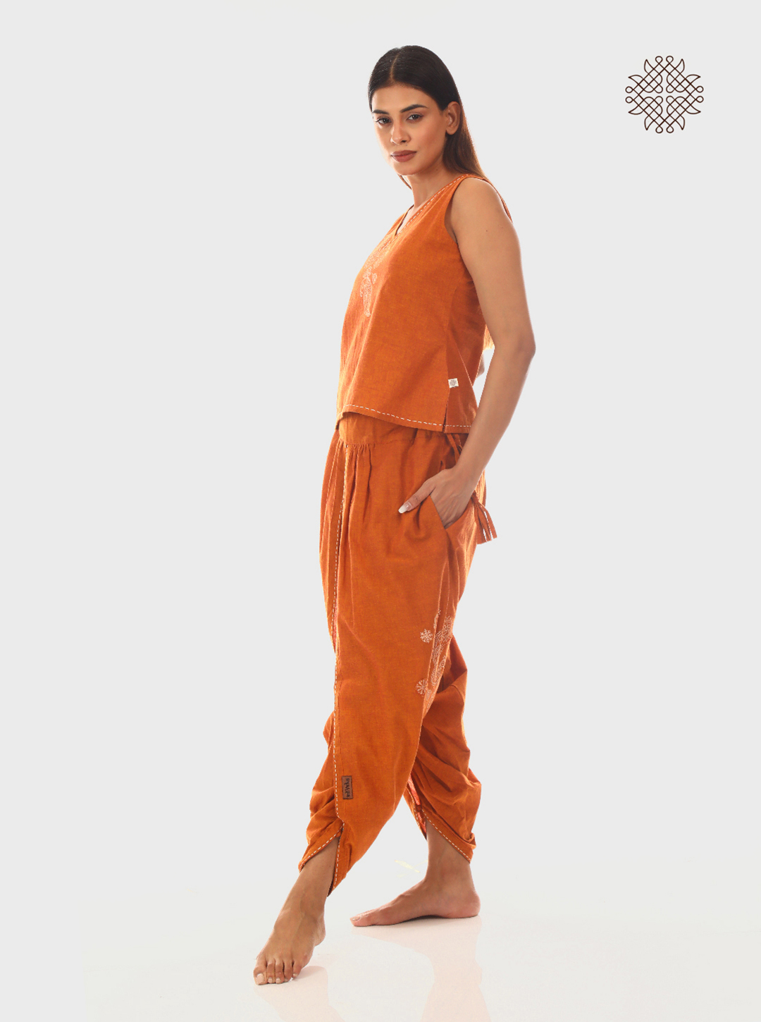 Mayura - Hand Block Printed Tulip Dhoti Pants & Crop Top Set made in 100% cotton. - Image 3