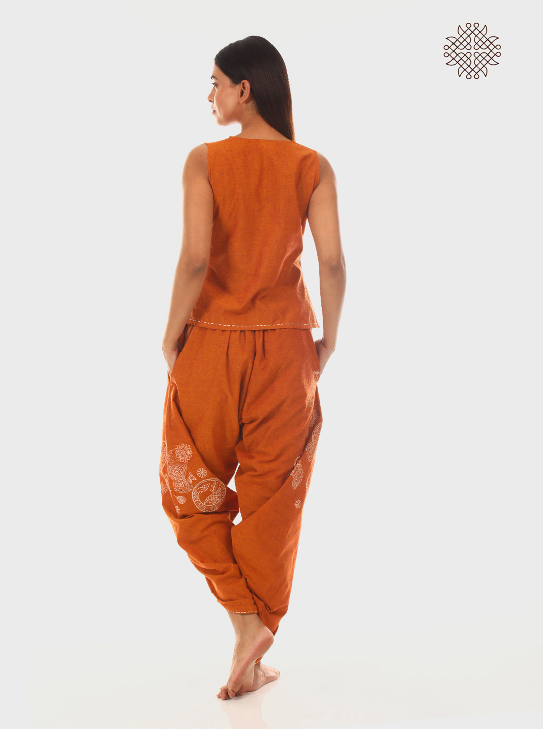 Mayura - Hand Block Printed Tulip Dhoti Pants & Crop Top Set made in 100% cotton. - Image 4