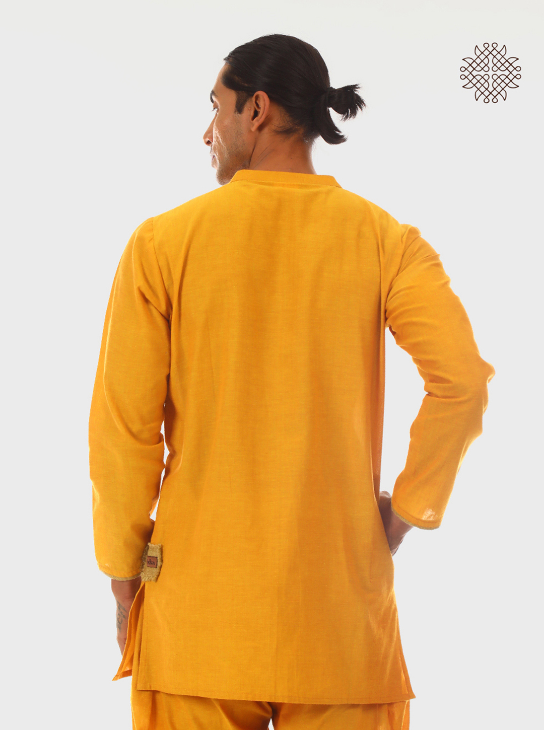 Manjal Kurta - Mustard Yellow Kurta with Wooden Buttons made in 100% cotton - Image 4