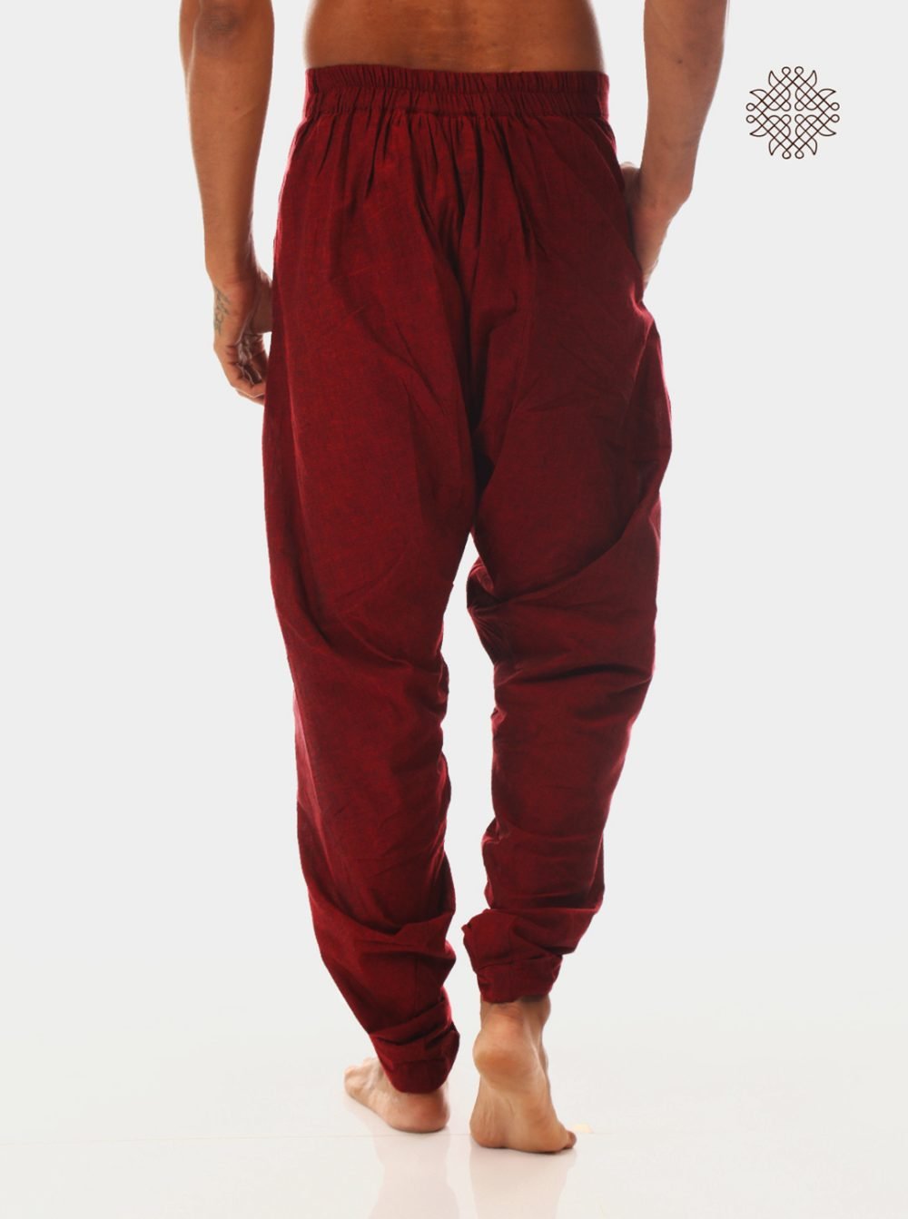 kumkum (maroon) yuvaka, cross-cut dhoti pants with pockets  crafted in 100% cotton - Image 4