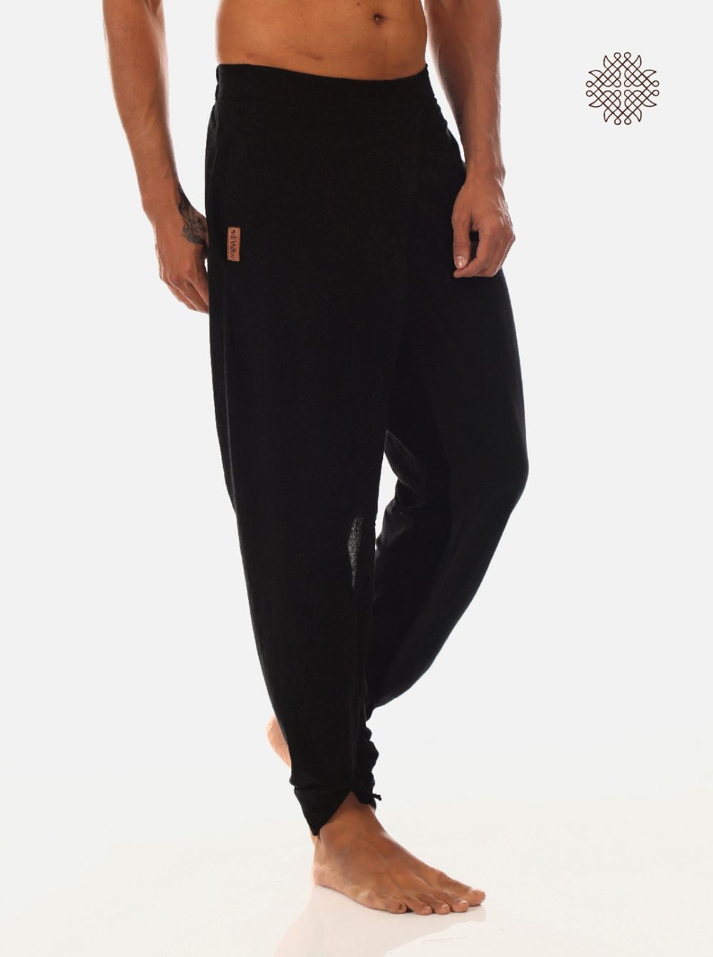 syamah (black) yuvaka, cross cut dhoti pants with pockets crafted in 100% cotton - Image 2