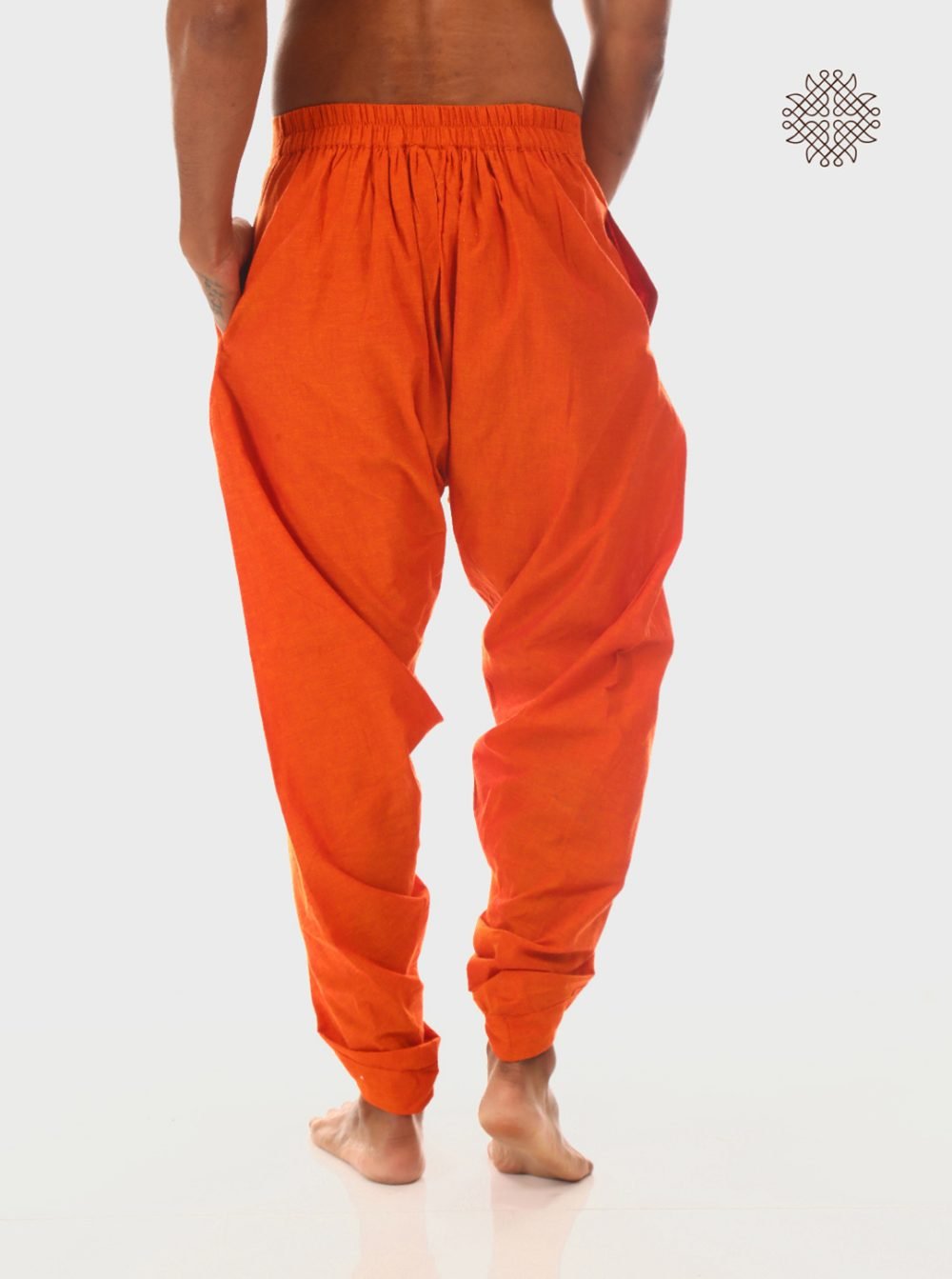 Kesari (saffron) tulip yuvaka dhoti pants  with pockets  crafted in 100% cotton - Image 4