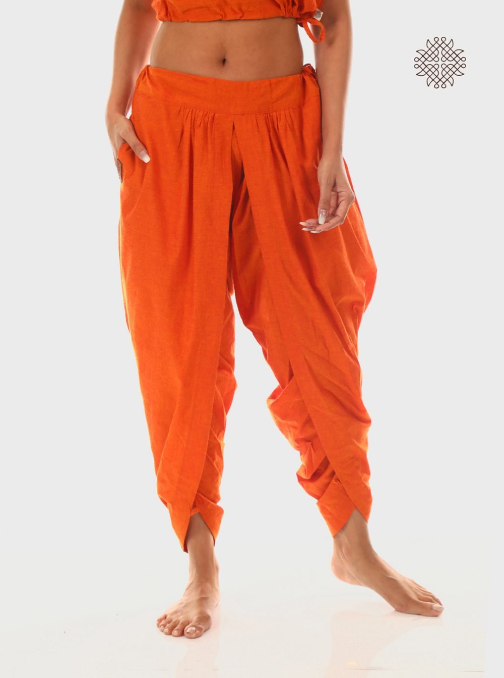 Kesari (saffron) Tulip Yuvaki Dhoti Pants  with pockets  crafted in 100% cotton