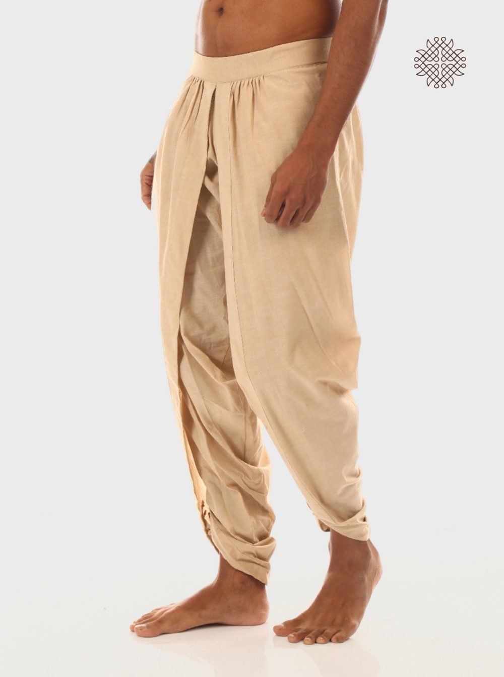 hariNa (beige) yuvaka tulip dhoti pants with pockets crafted in 100% cotton - Image 3