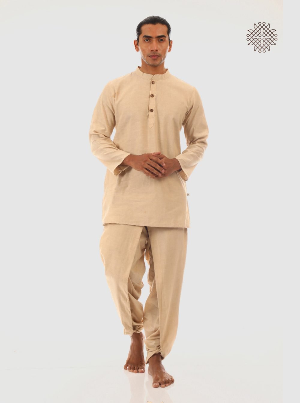 hariNa (beige) yuvaka tulip dhoti pants with pockets crafted in 100% cotton - Image 5