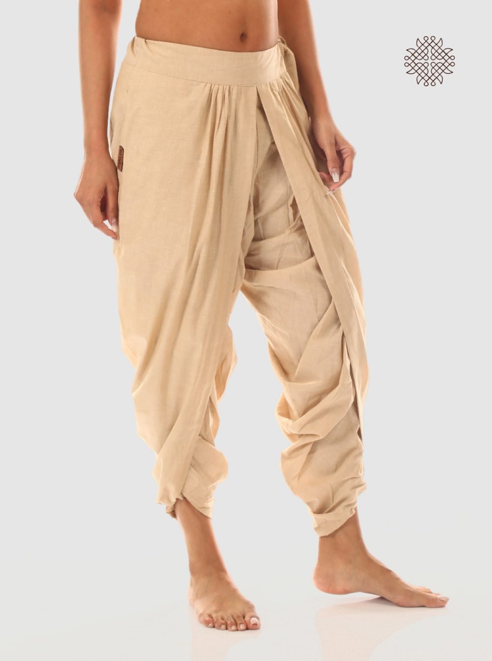 hariNa (beige) yuvaki tulip dhoti pants with pockets crafted in 100% cotton - Image 2