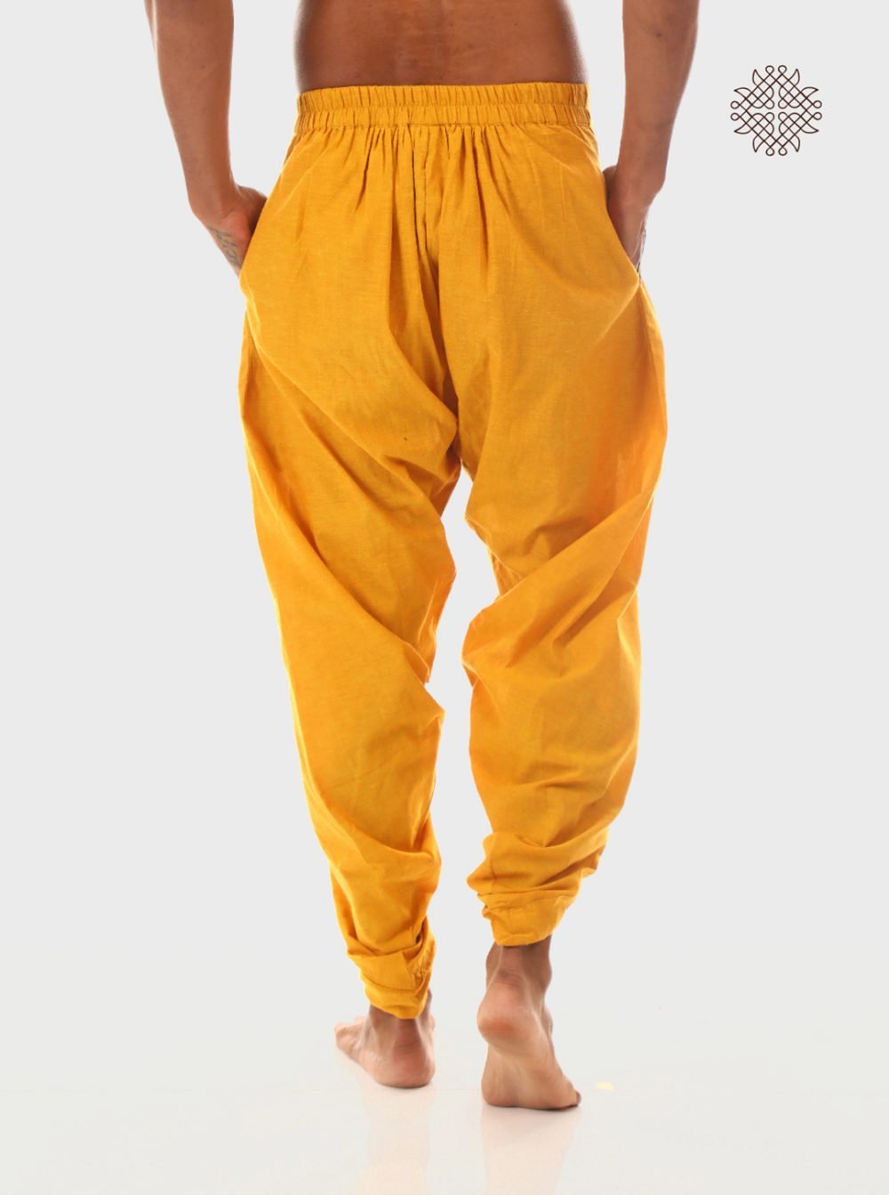 haridra (mustard yellow) yuvaka, tulip dhoti pants with pockets crafted in 100% cotton - Image 4