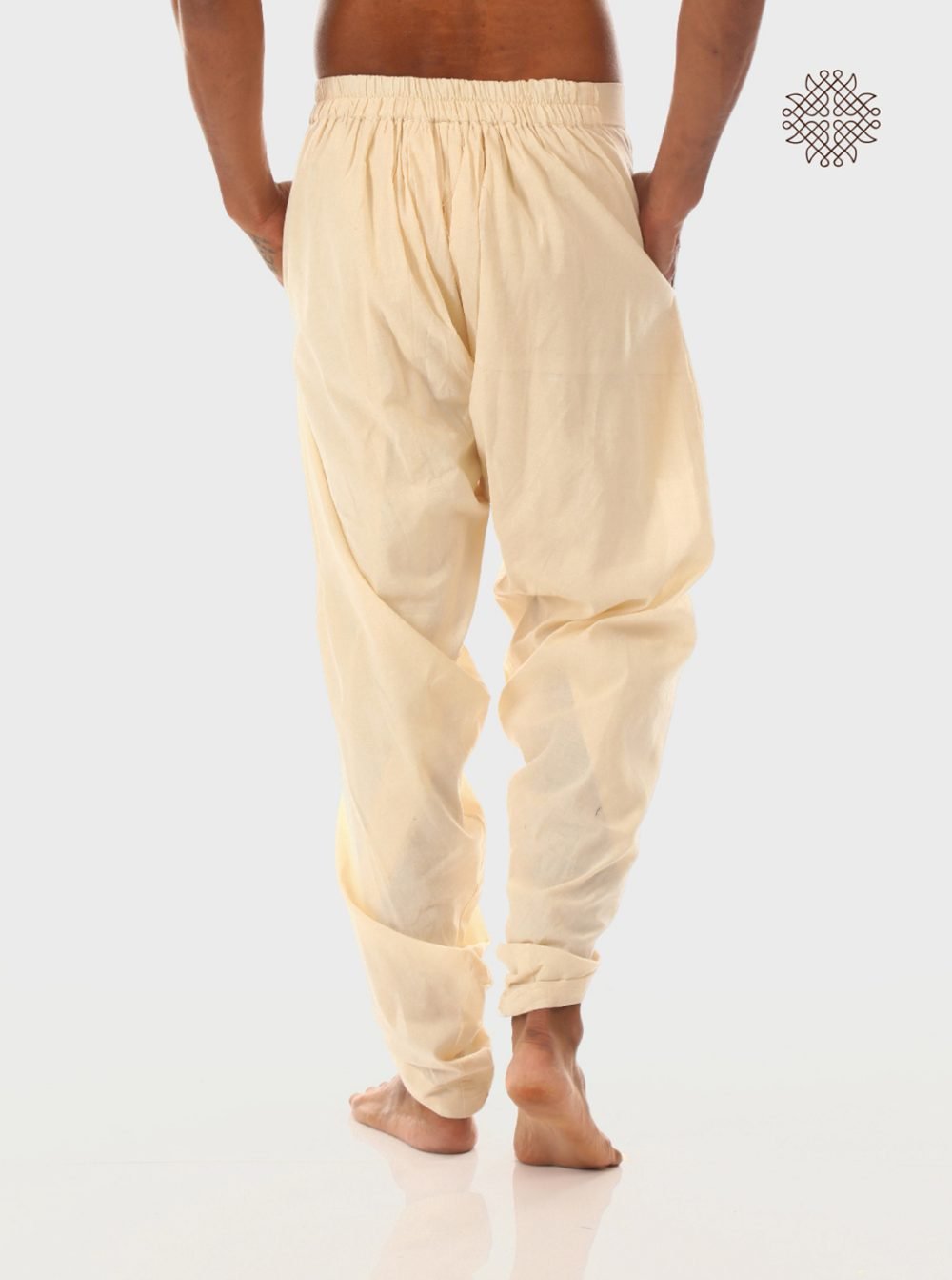 sattvika (off-white) yuvaka, cross-cut dhoti pants with pockets crafted in 100% cotton - Image 4