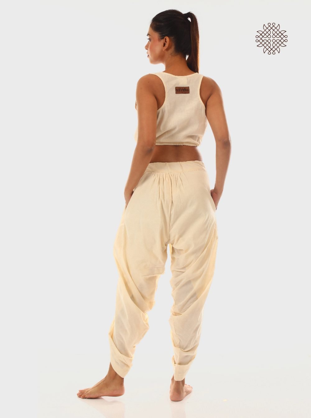 sattvika (off-white) yuvaki, tulip classic dhoti pants with pockets crafted in 100% cotton - Image 4