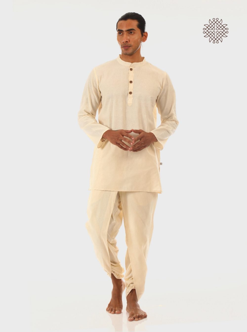 sattvika (off-white) yuvaka, cross-cut dhoti pants with pockets crafted in 100% cotton - Image 5