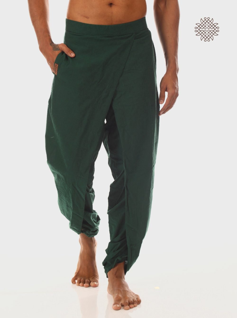 haritah (dark green) yuvaki, tulip classic dhoti pants with pockets crafted in 100% cotton
