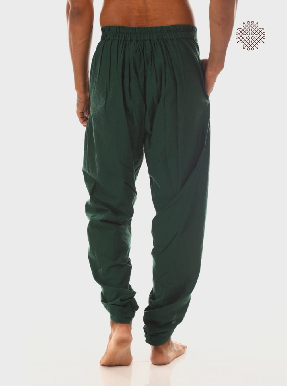 haritah (dark green) yuvaki, tulip classic dhoti pants with pockets crafted in 100% cotton - Image 4