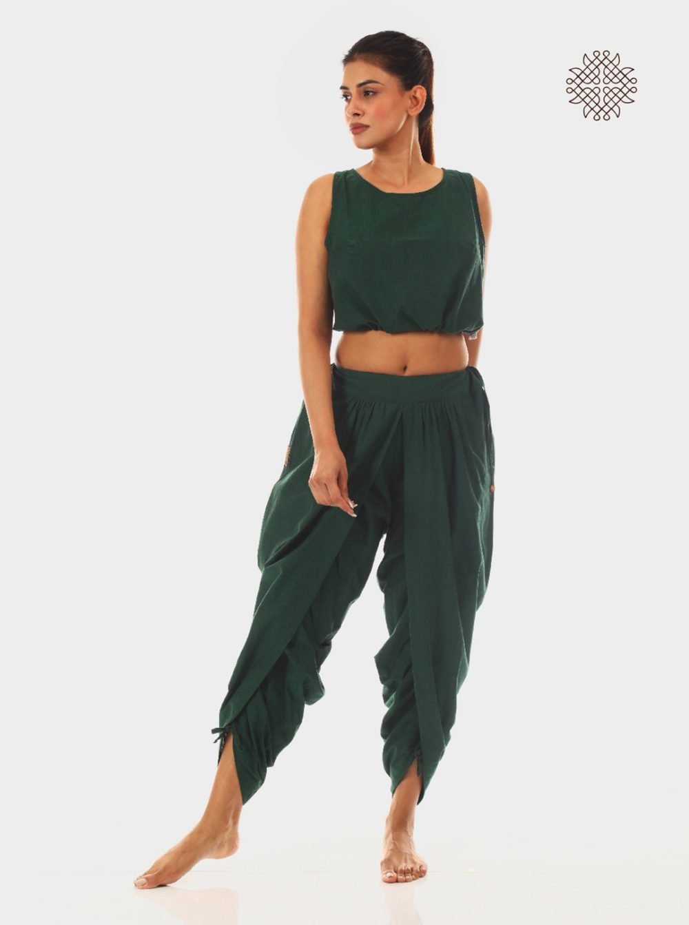 sattvika (off-white) yuvaki, pleated dhoti pants form a comfy wrap crafted in 100% cotton - Image 5