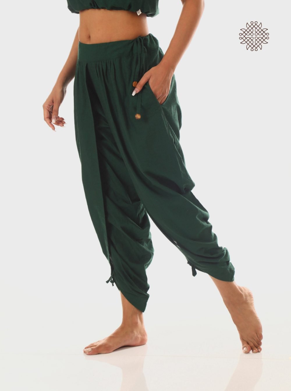 sattvika (off-white) yuvaki, pleated dhoti pants form a comfy wrap crafted in 100% cotton - Image 3