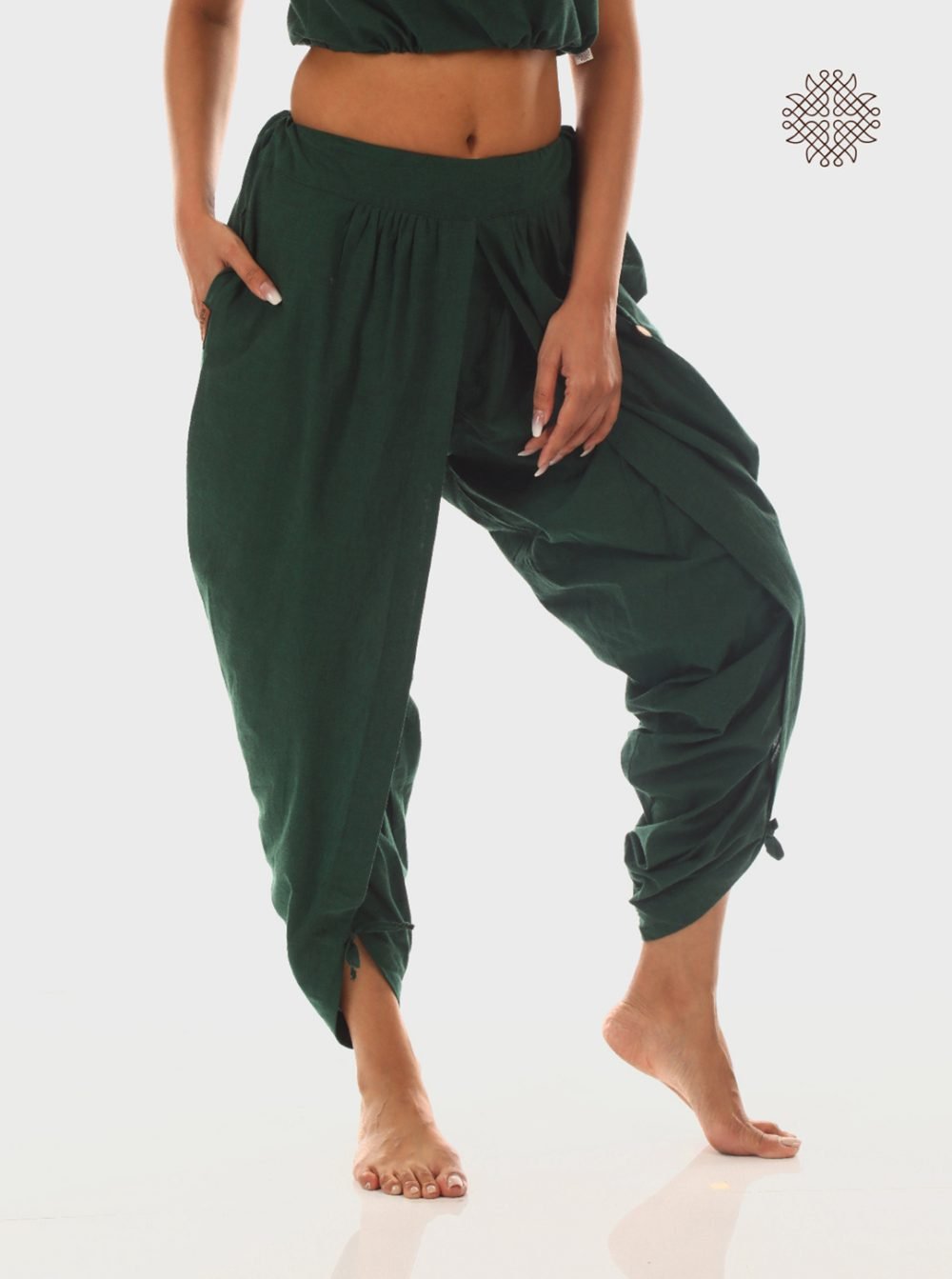 sattvika (off-white) yuvaki, pleated dhoti pants form a comfy wrap crafted in 100% cotton - Image 2