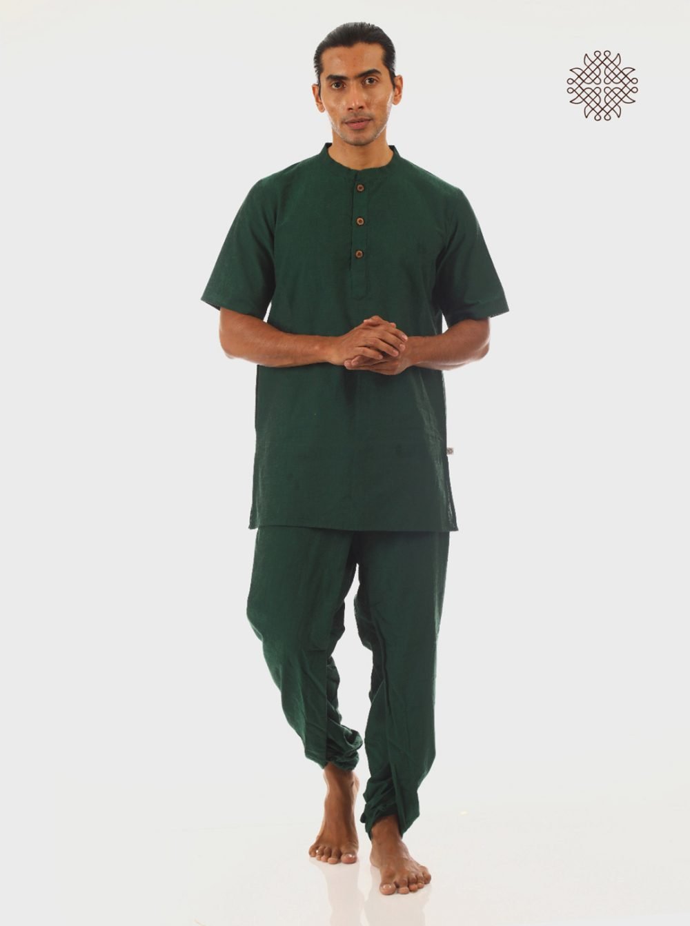 haritah (dark green) yuvaki, tulip classic dhoti pants with pockets crafted in 100% cotton - Image 5
