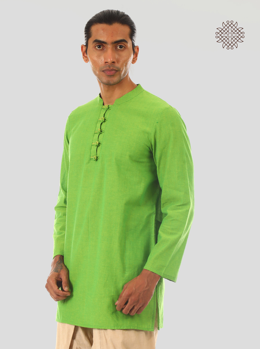 Kalrav - Lemon Green Kurta crafted in 100% cotton - Image 5