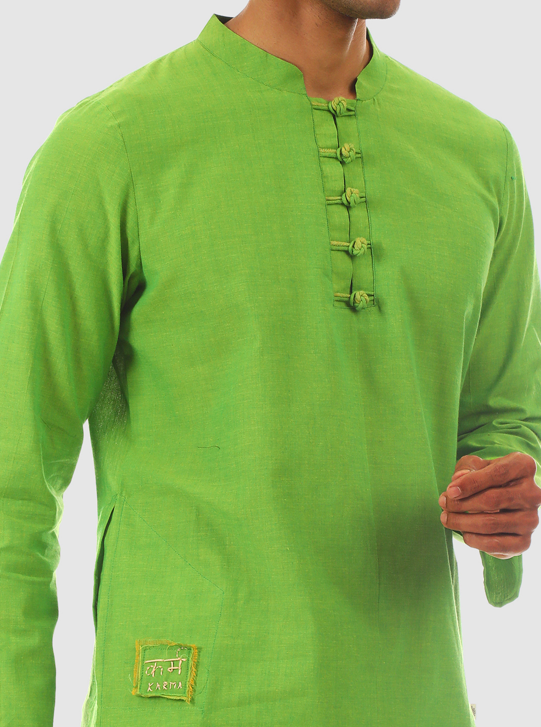 Kalrav - Lemon Green Kurta crafted in 100% cotton - Image 4