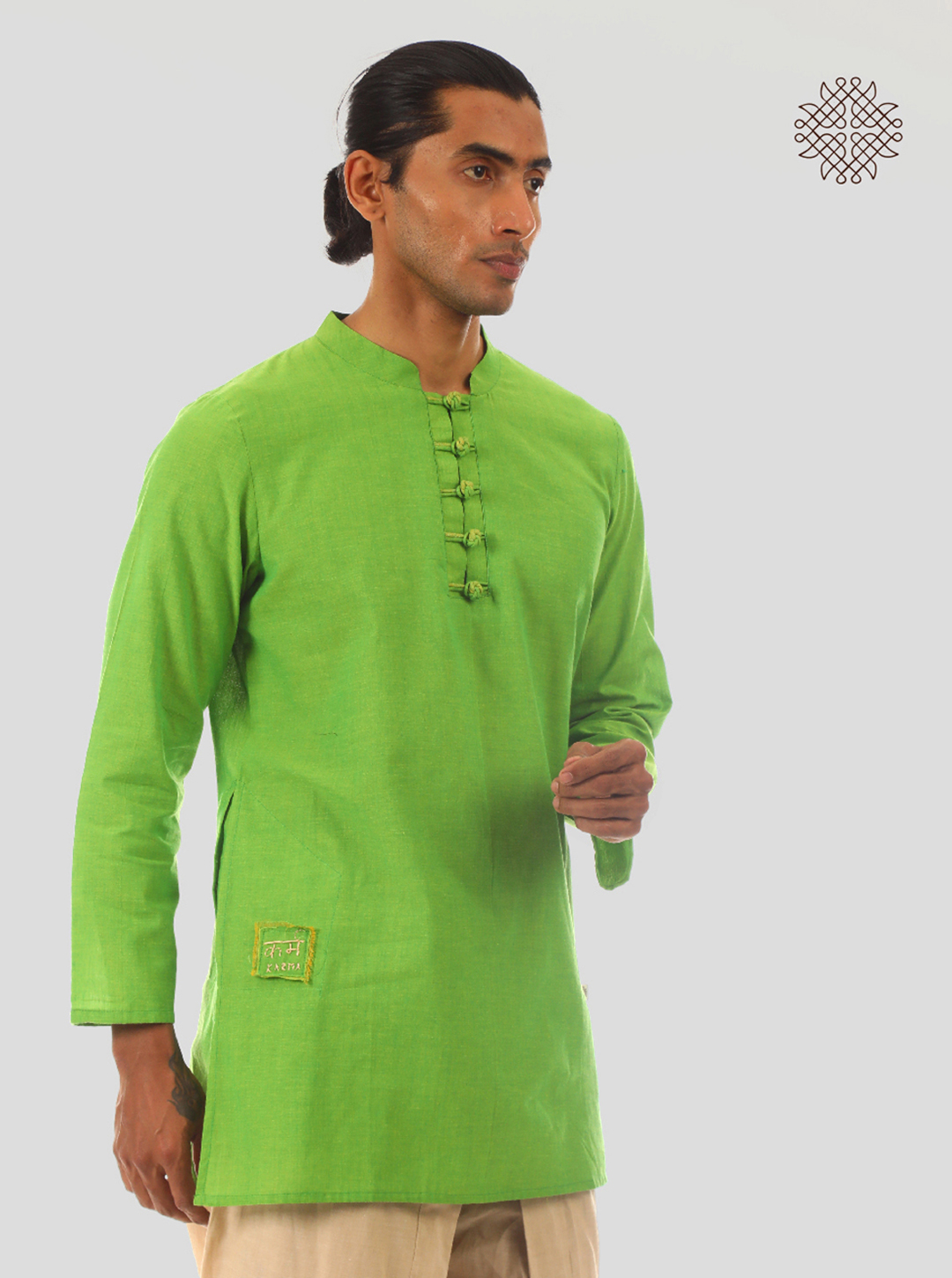 Kalrav - Lemon Green Kurta crafted in 100% cotton - Image 2