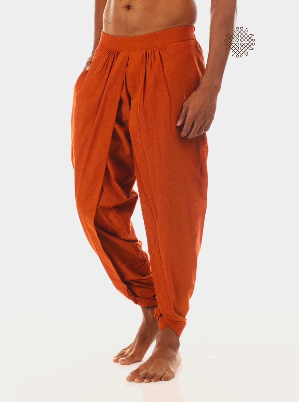 kapila (rusty brown) yuvaka, tulip dhoti pants with pockets crafted in 100% cotton - Image 3