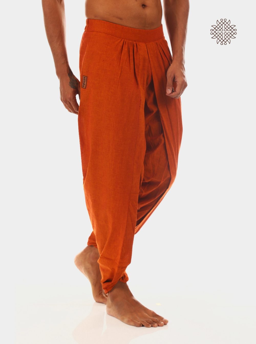 kapila (rusty brown) yuvaka, tulip dhoti pants with pockets crafted in 100% cotton - Image 2