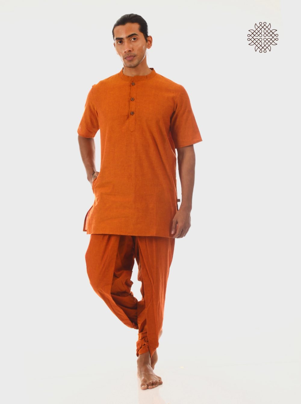 kapila (rusty brown) yuvaka, tulip dhoti pants with pockets crafted in 100% cotton - Image 5