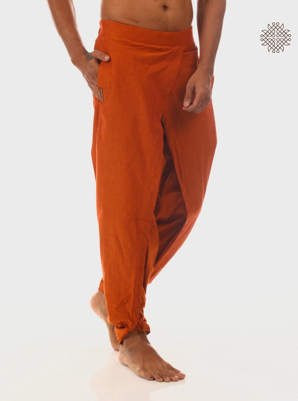 kapila (rusty brown) yuvaki, cross cut dhoti pants with pockets crafted in 100% cotton - Image 2