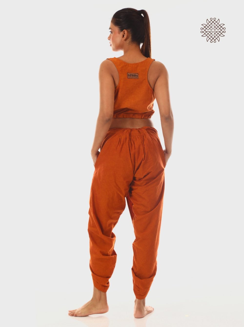 kapila (rusty orange) yuvaki, cross-cut dhoti pants with pockets crafted in 100% cotton - Image 4